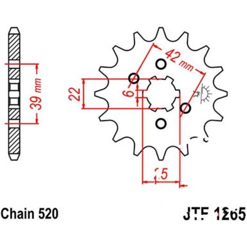 Jt jtf1265.15 zahnrad ritzel 15z teilung 520 f126515 von JT