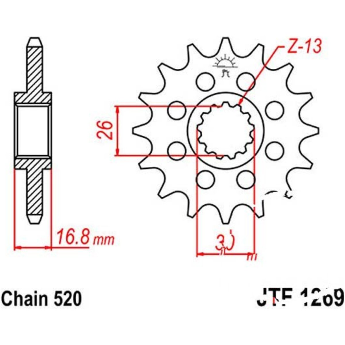 Jt jtf1269.16 zahnrad racing-ritzel 16z teilung 520 f126916 von JT