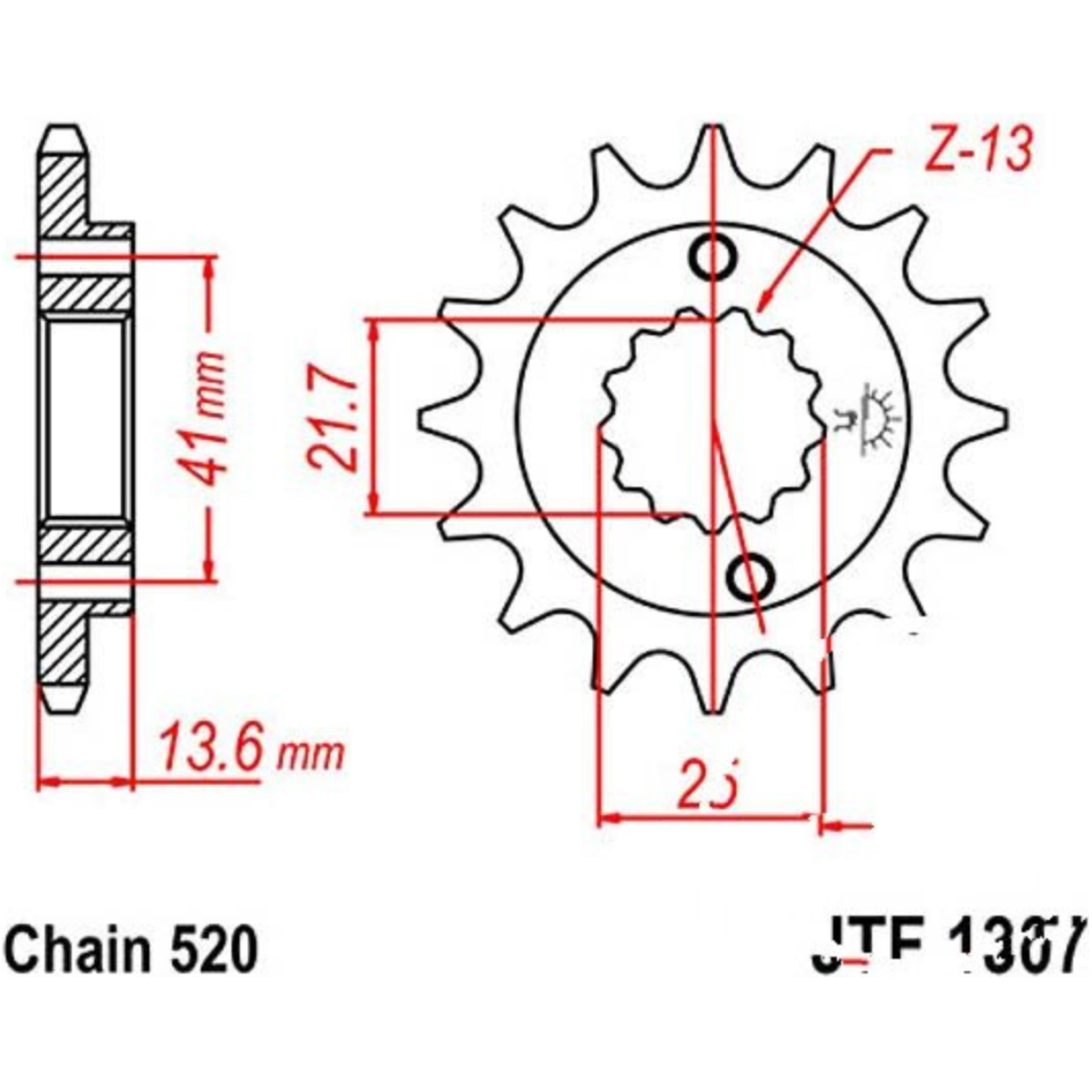 Jt jtf1307.15 zahnrad ritzel 15z teilung 520 f130715 von JT