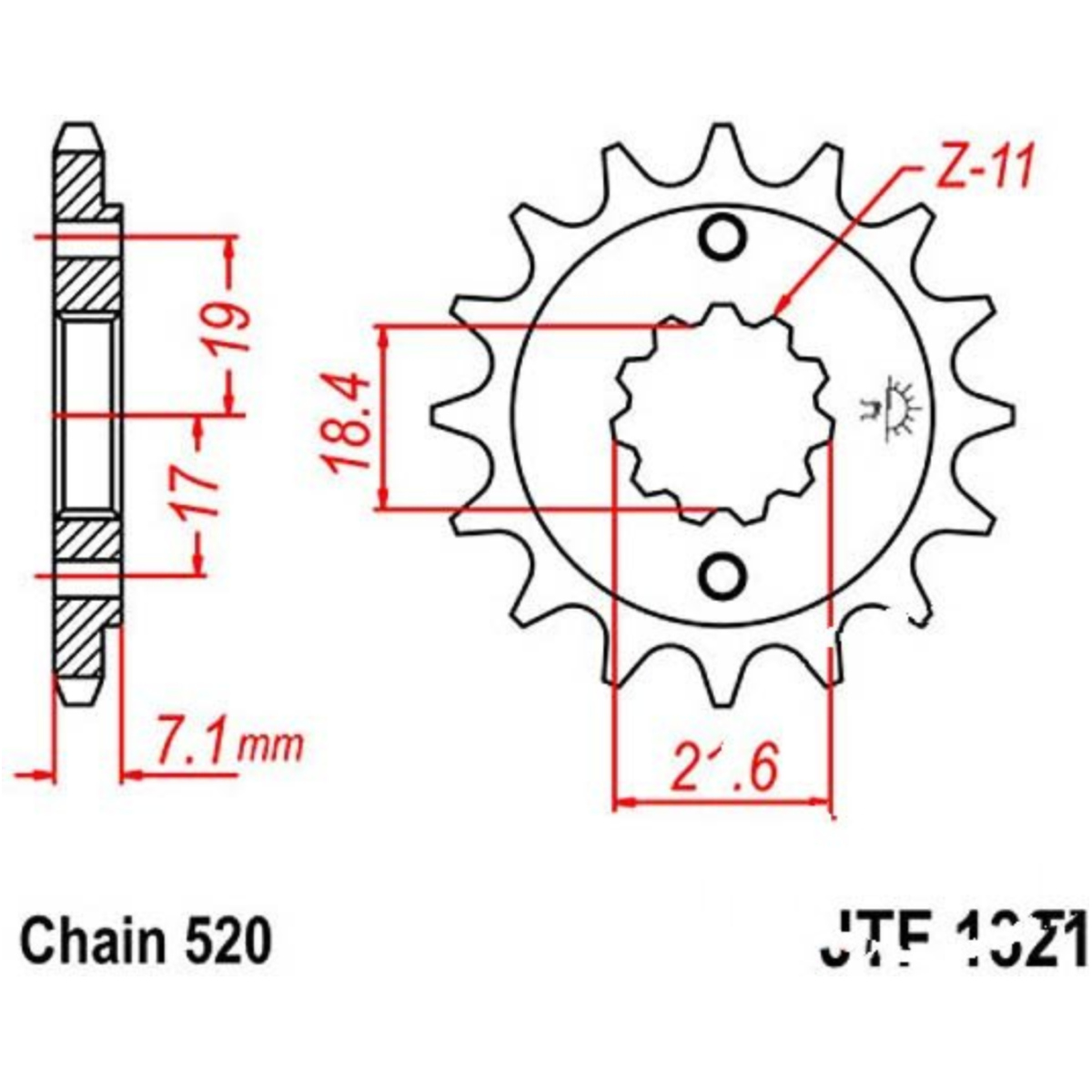 Jt jtf1321.13 zahnrad ritzel 13z teilung 520 f132113 von JT