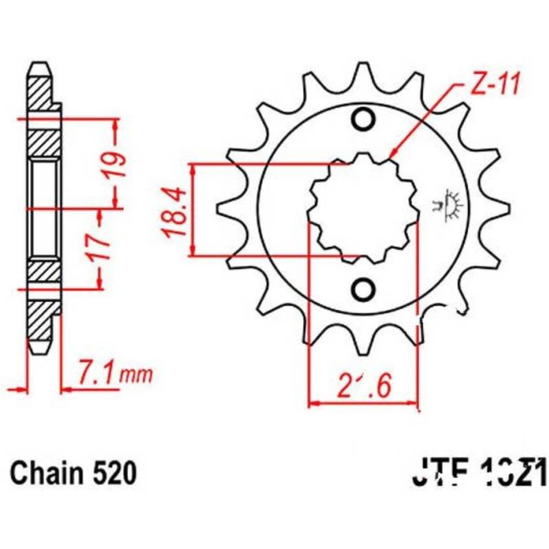 Jt jtf1321.13 zahnrad ritzel 13z teilung 520 f132113 von JT