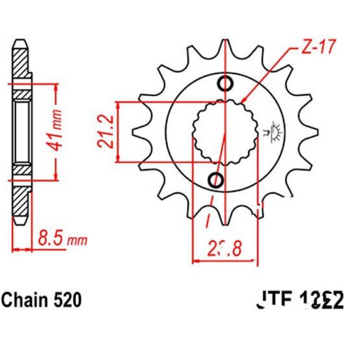 Jt jtf1322.15 zahnrad ritzel 15z teilung 520 f132215 von JT