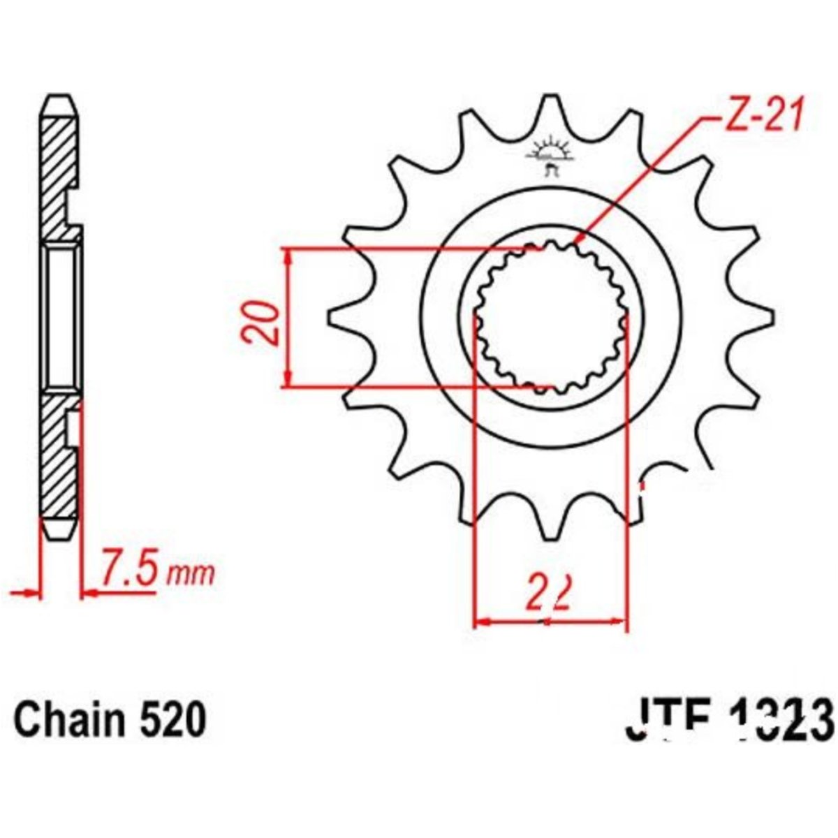 Jt jtf1323.14sc zahnrad racing-ritzel 14z teilung 520 f132314sc von JT