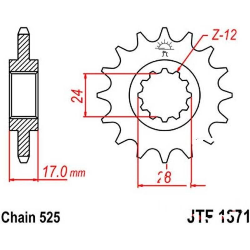 Jt jtf1371.15 zahnrad ritzel 15z teilung 525 f137115 von JT