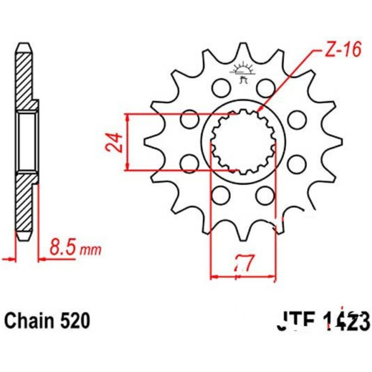 Jt jtf1423.16 zahnrad racing-ritzel 16z teilung 520 von JT