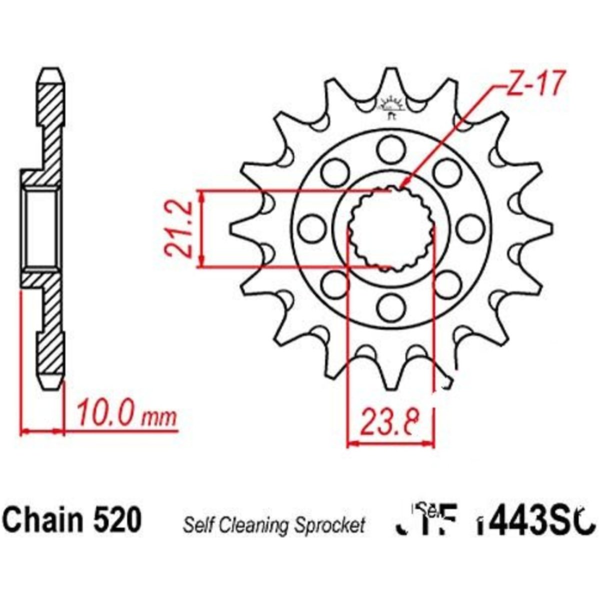 Jt jtf1443.13sc zahnrad racing-ritzel 13z teilung 520 f144313sc von JT