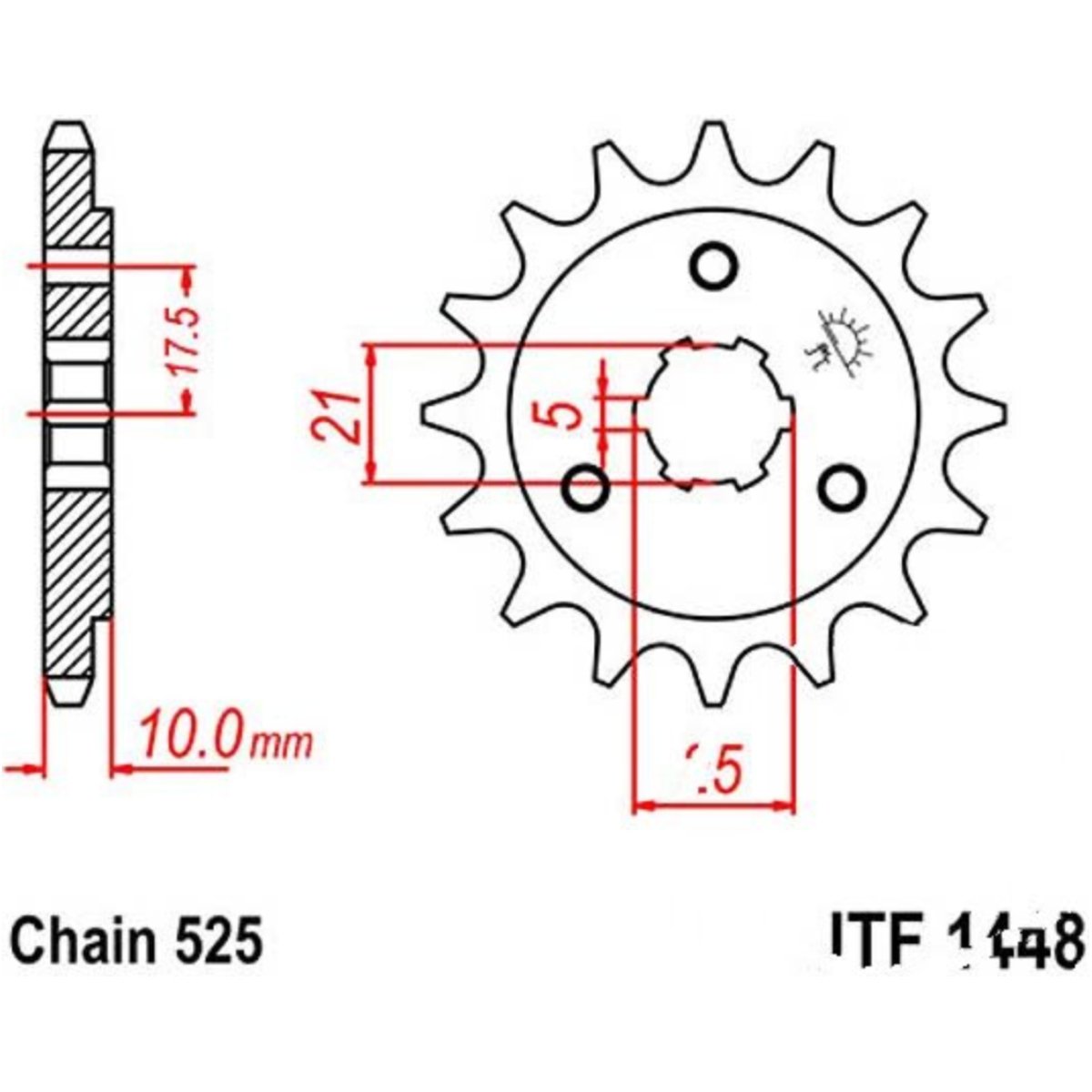 Jt jtf1448.14 zahnrad ritzel 14z teilung 525 f144814 von JT