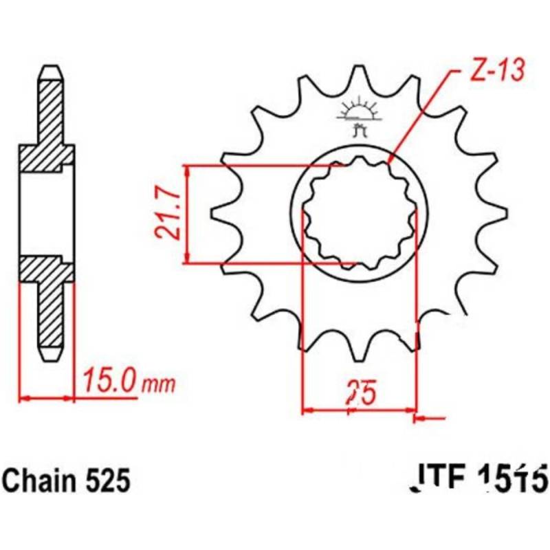 Jt jtf1515.15 zahnrad ritzel 15z teilung 525 f151515 von JT