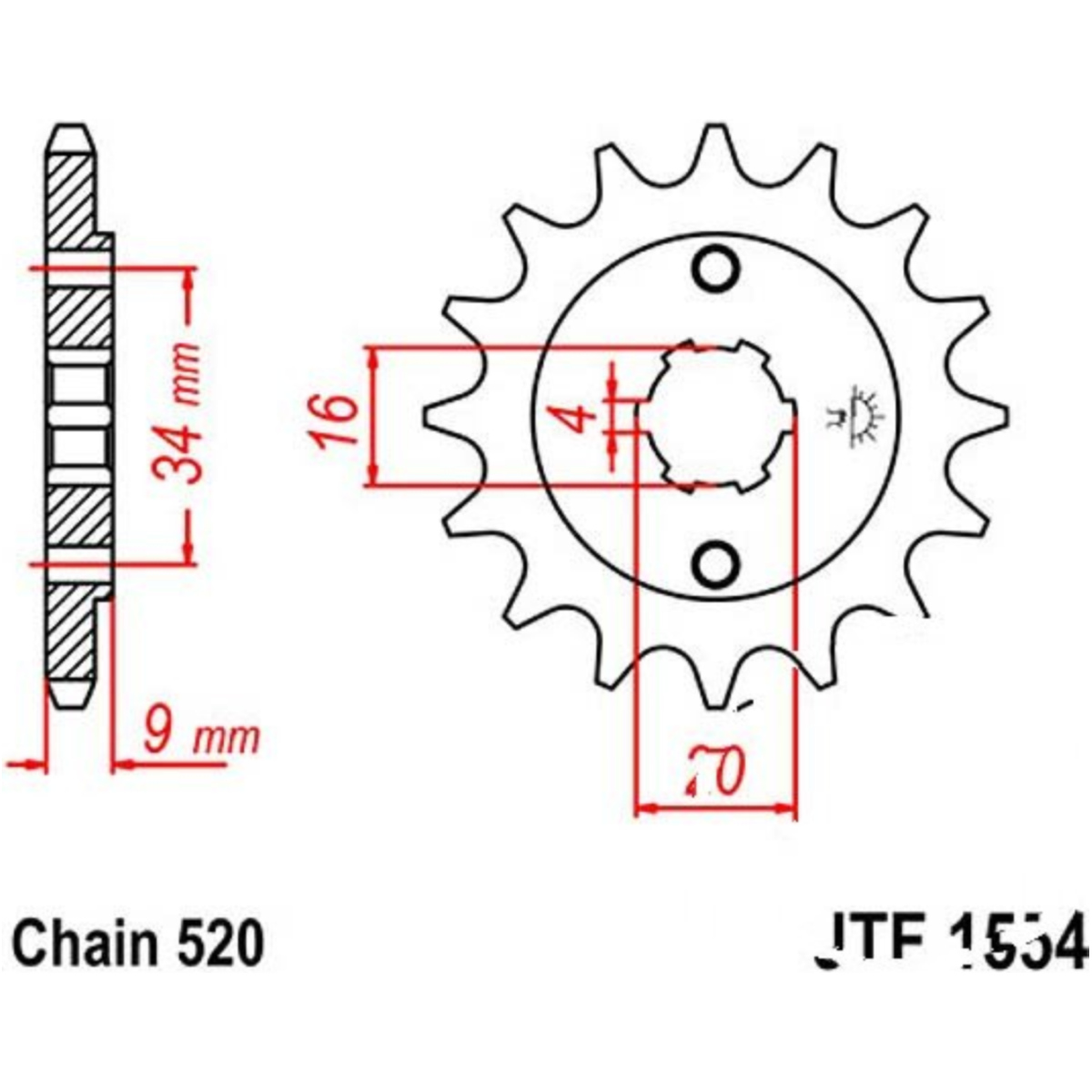 Jt jtf1554.13 zahnrad ritzel 13z teilung 520 f155413 von JT