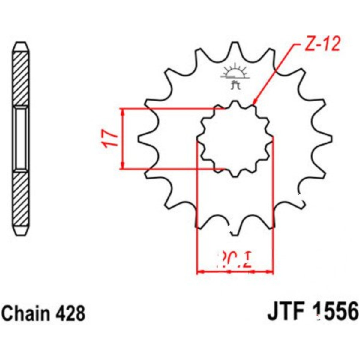 Jt jtf1556.12 zahnrad ritzel 12z teilung 428 f155612 von JT