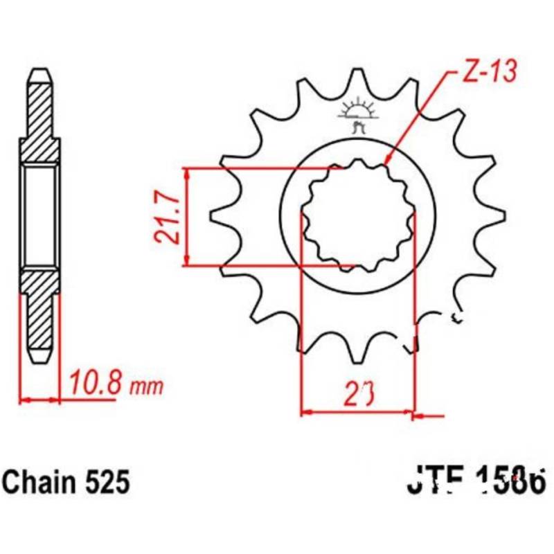 Jt jtf1586.16 zahnrad ritzel 16z teilung 525 f158616 von JT