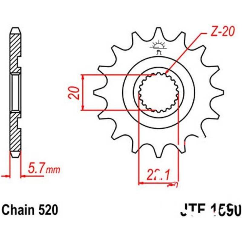 Jt jtf1590.12 zahnrad ritzel 12z teilung 520 f159012 von JT