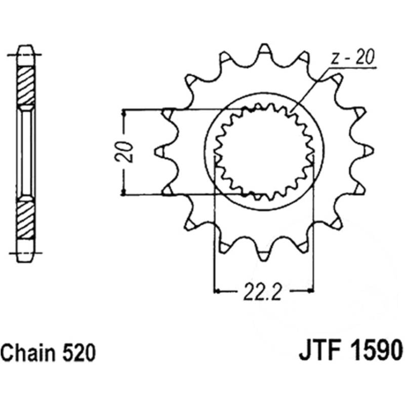 Jt jtf1590.14sc zahnrad racing-ritzel 14z teilung 520 f159014sc von JT