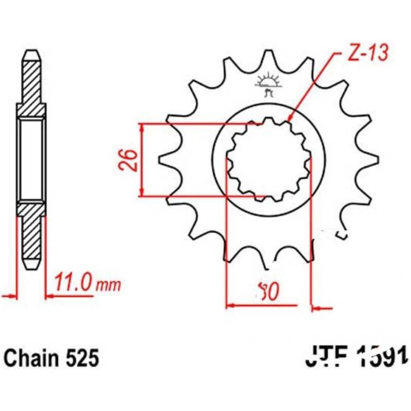 Jt jtf1591.15 zahnrad ritzel 15z teilung 525 f159115 von JT