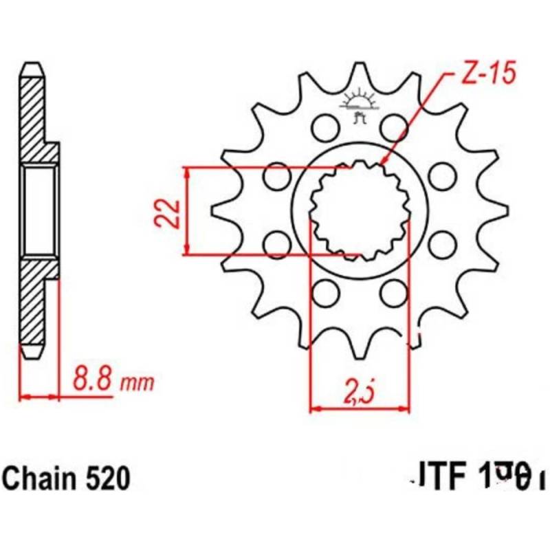 Jt jtf1901.11 zahnrad ritzel 11z teilung 520 f190111 von JT