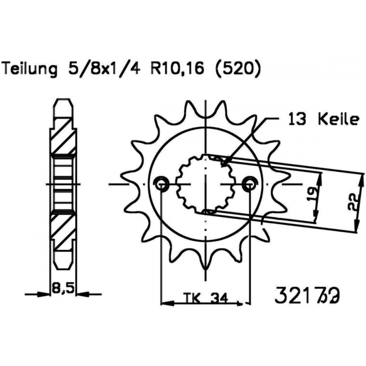 Jt jtf1908.15 zahnrad ritzel 15z teilung 520 f190815 von JT