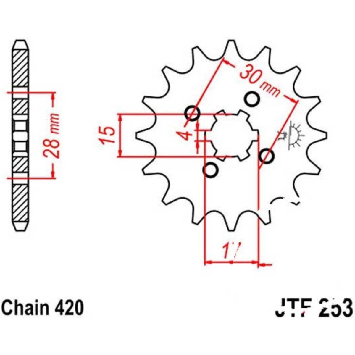 Jt jtf253.12 zahnrad ritzel 12z teilung 420 f25312 von JT