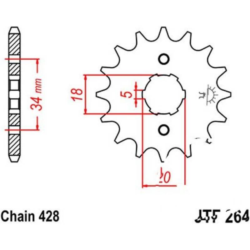 Jt jtf264.14 zahnrad ritzel 14z teilung 428 f26414 von JT