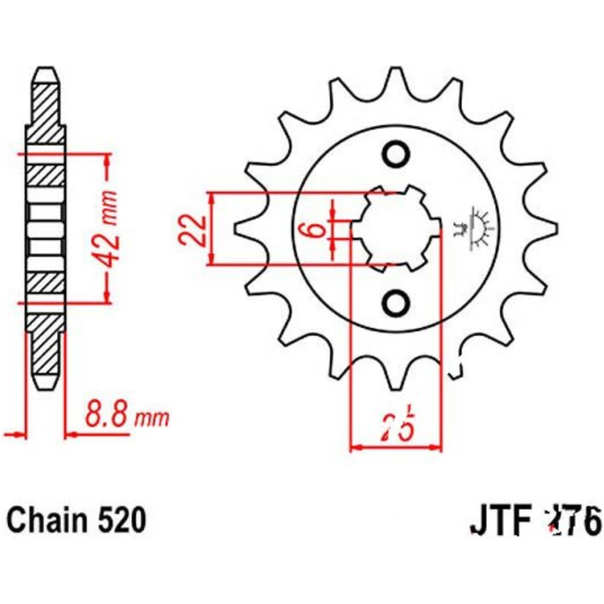 Jt jtf276.15 zahnrad ritzel 15z teilung 520 f27615 von JT