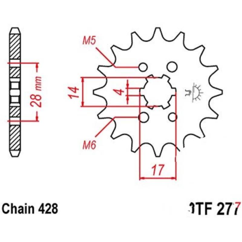 Jt jtf277.14 zahnrad ritzel 14z teilung 428 f27714 von JT