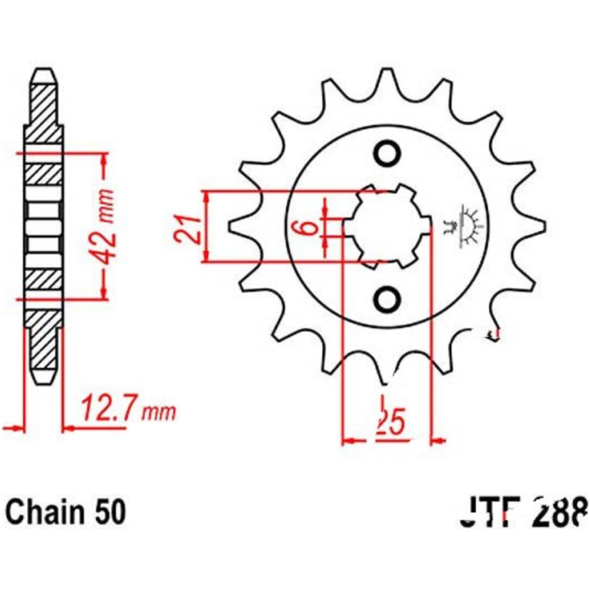 Jt jtf288.16 zahnrad ritzel 16z teilung 530 f28816 von JT