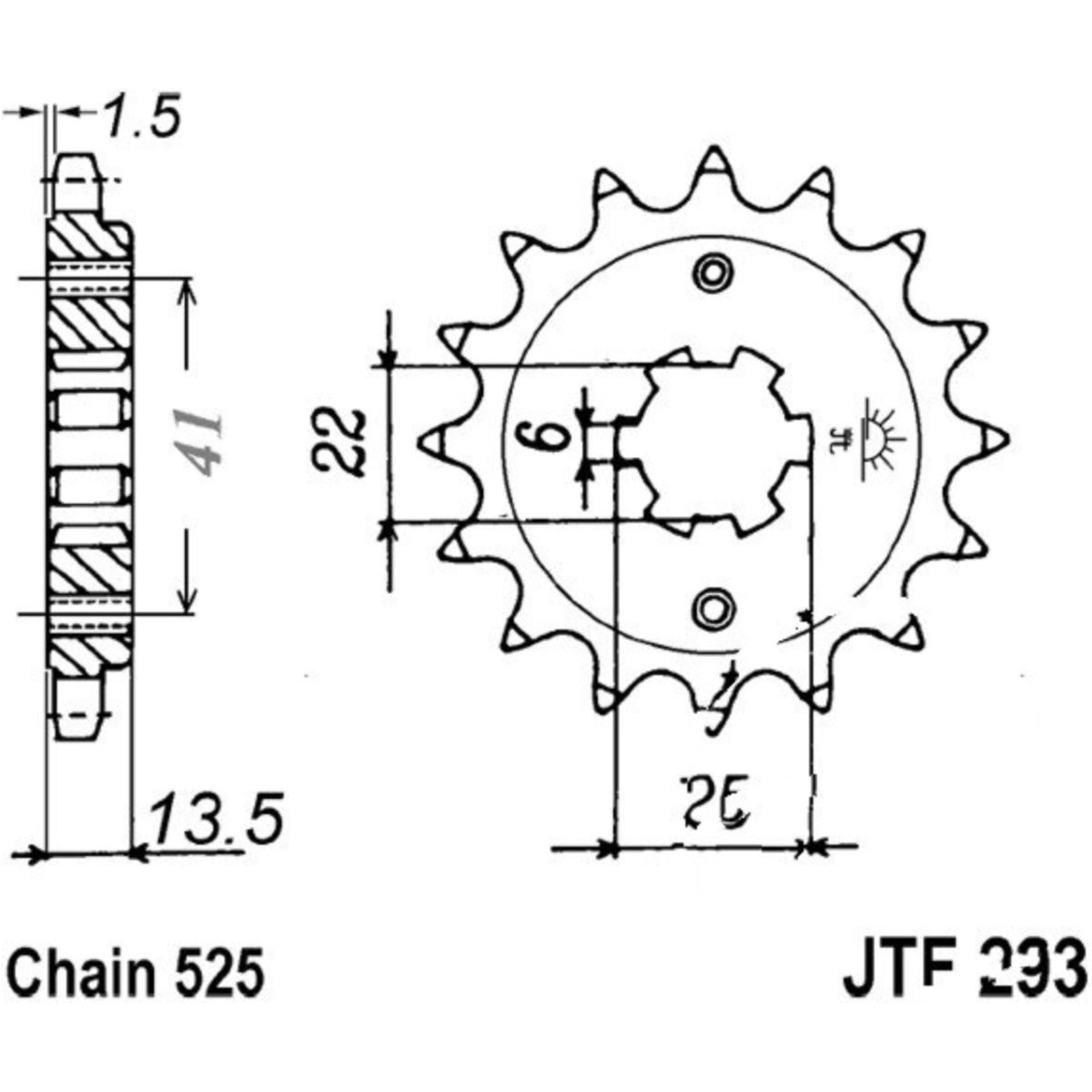 Jt jtf293.16 zahnrad ritzel 16z teilung 525 von JT