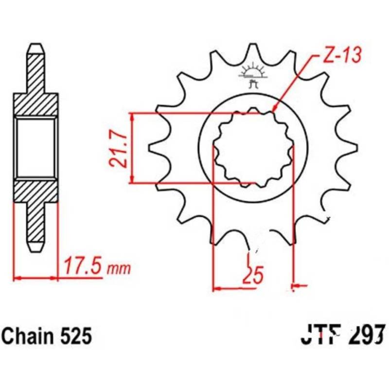 Jt jtf297.15 zahnrad ritzel 15z teilung 525 f29715 von JT