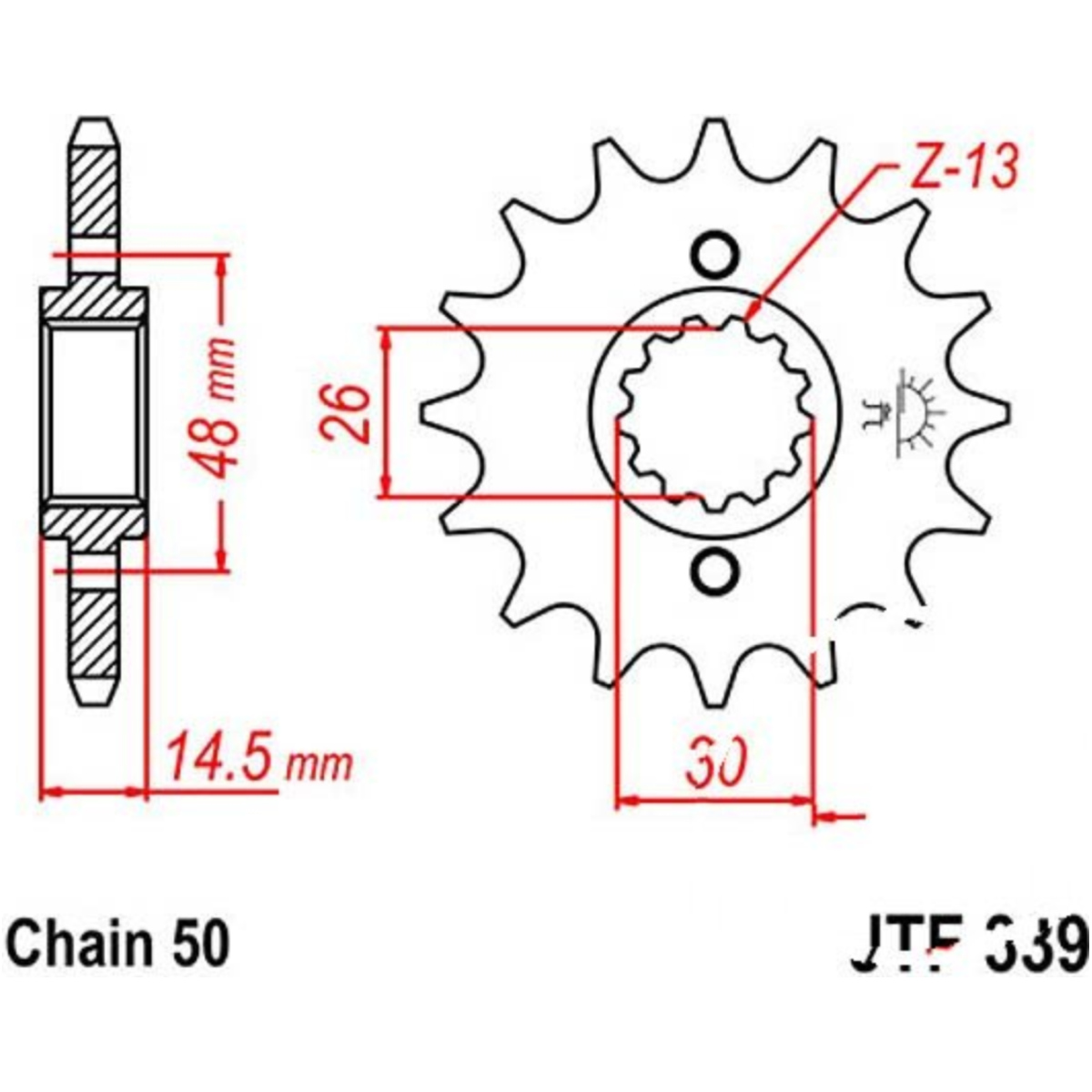 Jt jtf339.18 zahnrad ritzel 18z teilung 530 f33918 von JT