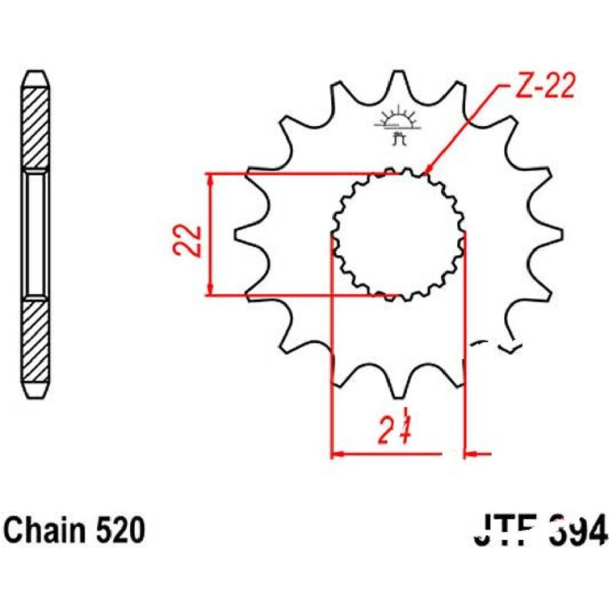 Jt jtf394.11 zahnrad ritzel 11z teilung 520 f39411 von JT