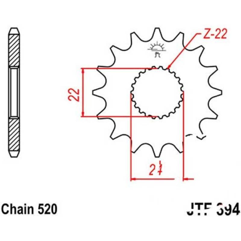 Jt jtf394.14 zahnrad ritzel 14z teilung 520 f39414 von JT