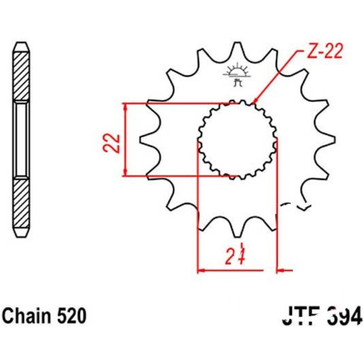 Jt jtf394.15 zahnrad ritzel 15z teilung 520 f39415 von JT