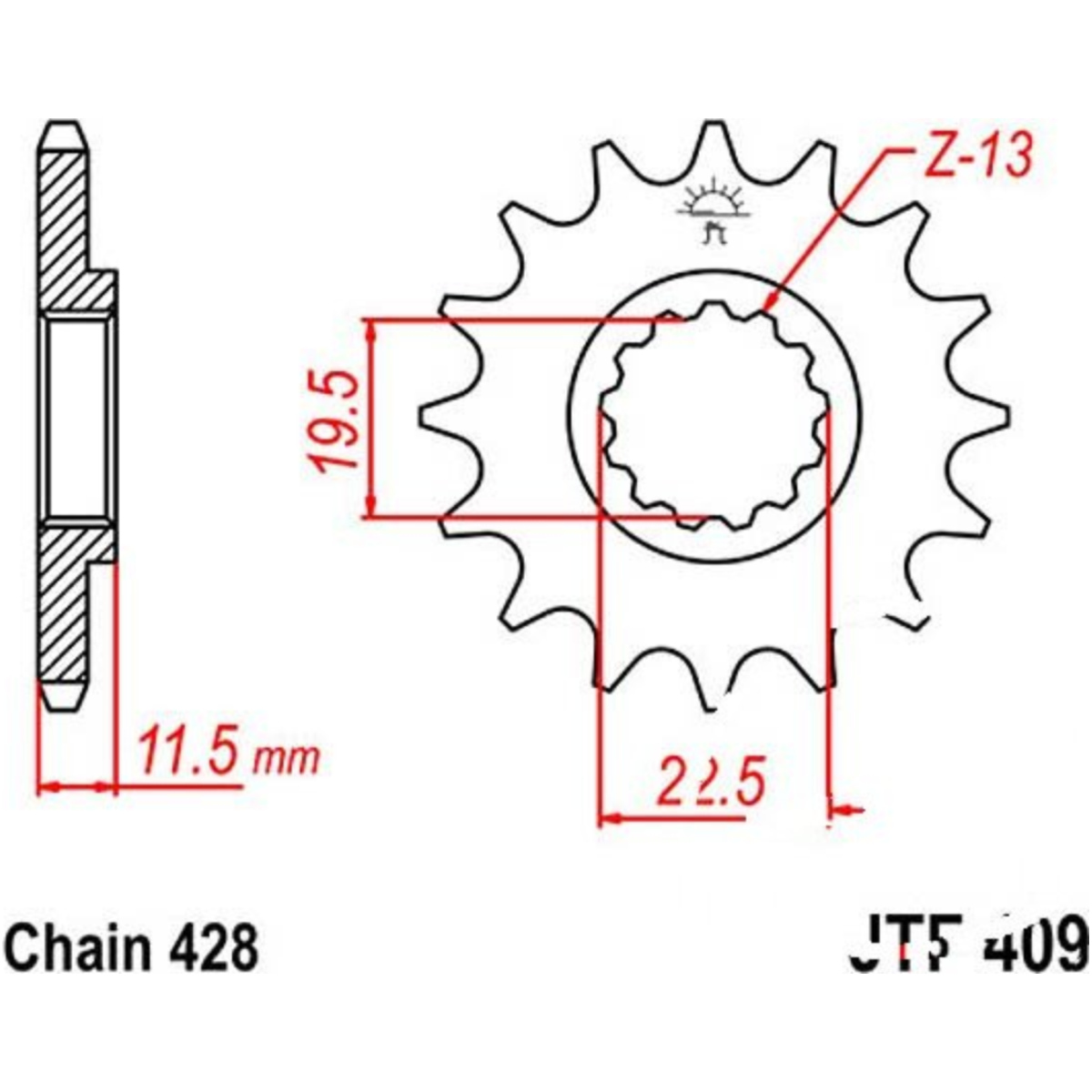 Jt jtf409.16 zahnrad ritzel 16z teilung 428 f40916 von JT