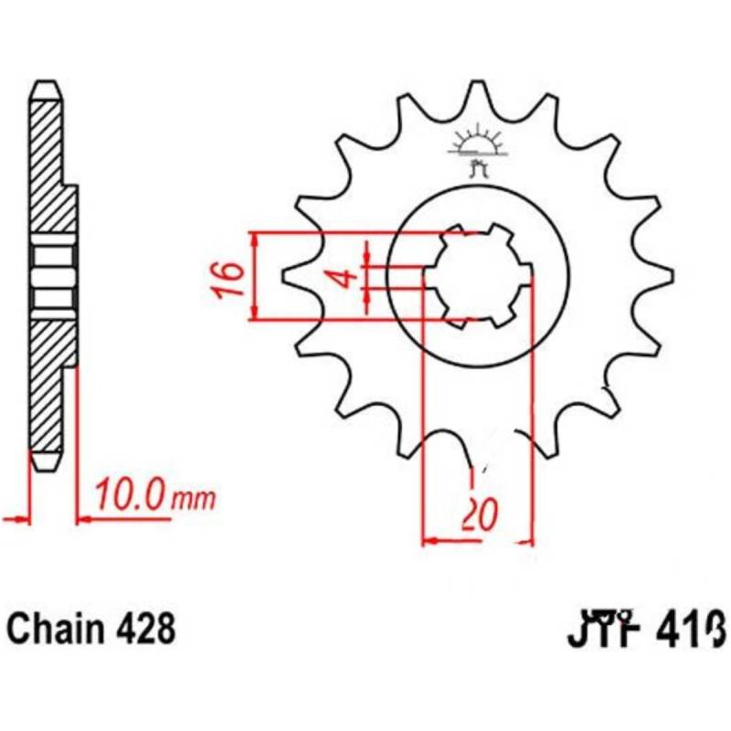 Jt jtf410.13 zahnrad ritzel 13z teilung 428 f41013 von JT