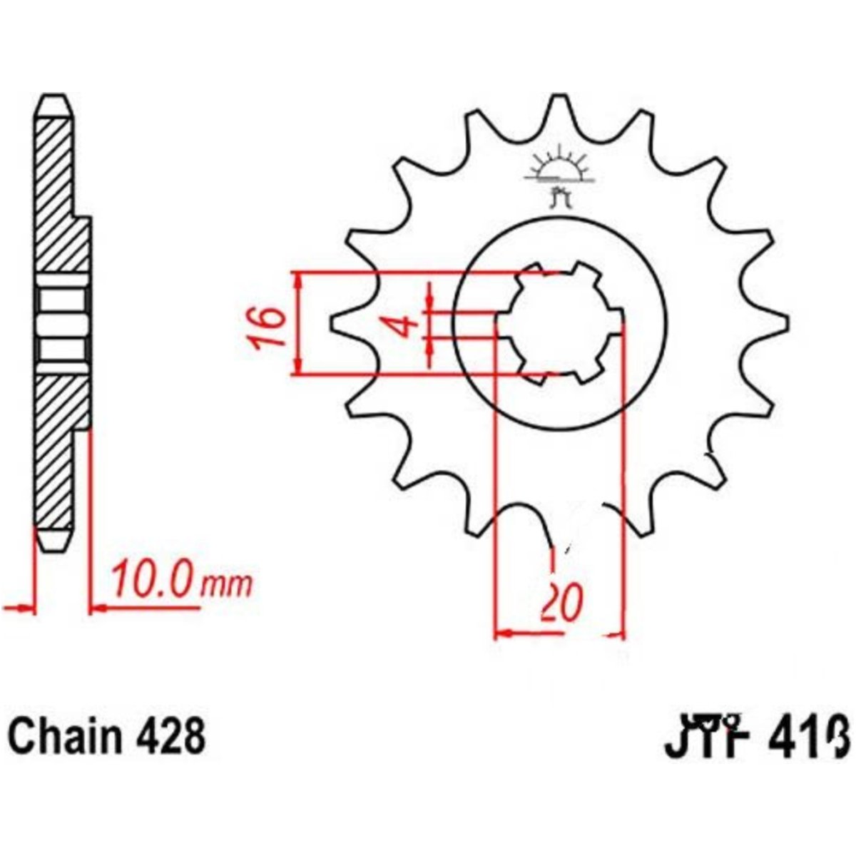 Jt jtf410.14 zahnrad ritzel 14z teilung 428 f41014 von JT