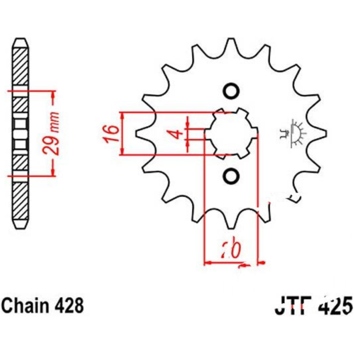 Jt jtf425.12 zahnrad ritzel 12z teilung 428 f42512 von JT