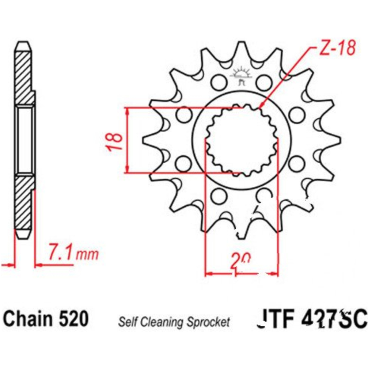 Jt jtf427.13sc zahnrad racing-ritzel 13z teilung 520 f42713sc von JT