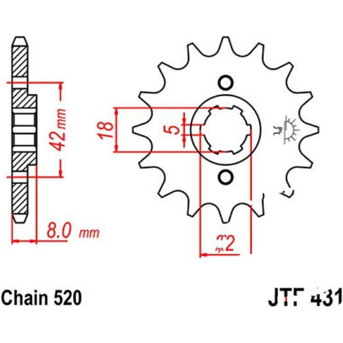 Jt jtf431.14 zahnrad ritzel 14z teilung 520 f43114 von JT