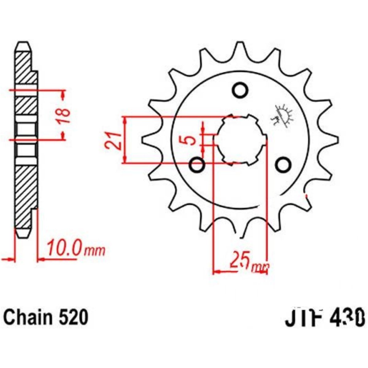 Jt jtf438.15 zahnrad ritzel 15z teilung 520 f43815 von JT