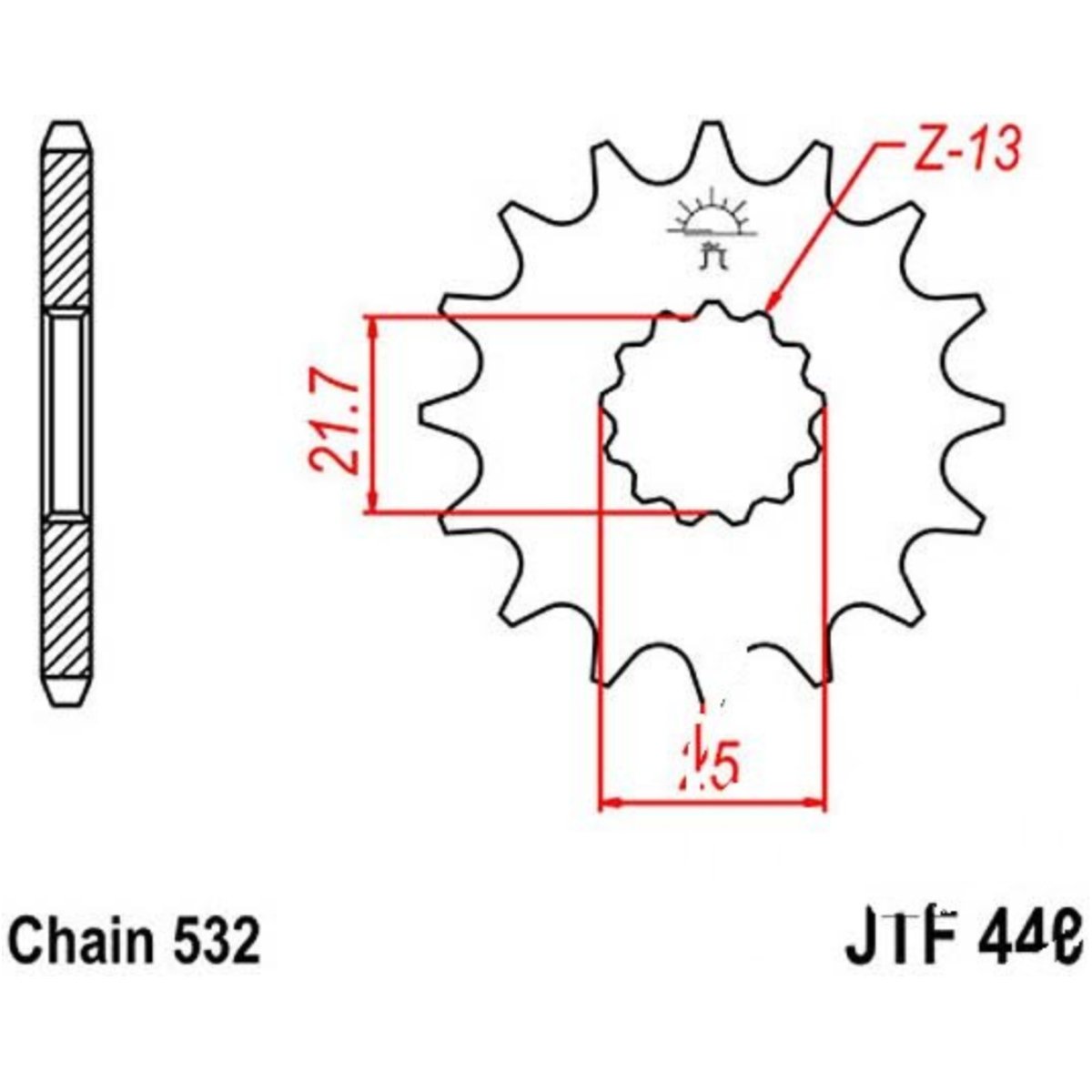 Jt jtf440.15 zahnrad ritzel 15z teilung 532 von JT