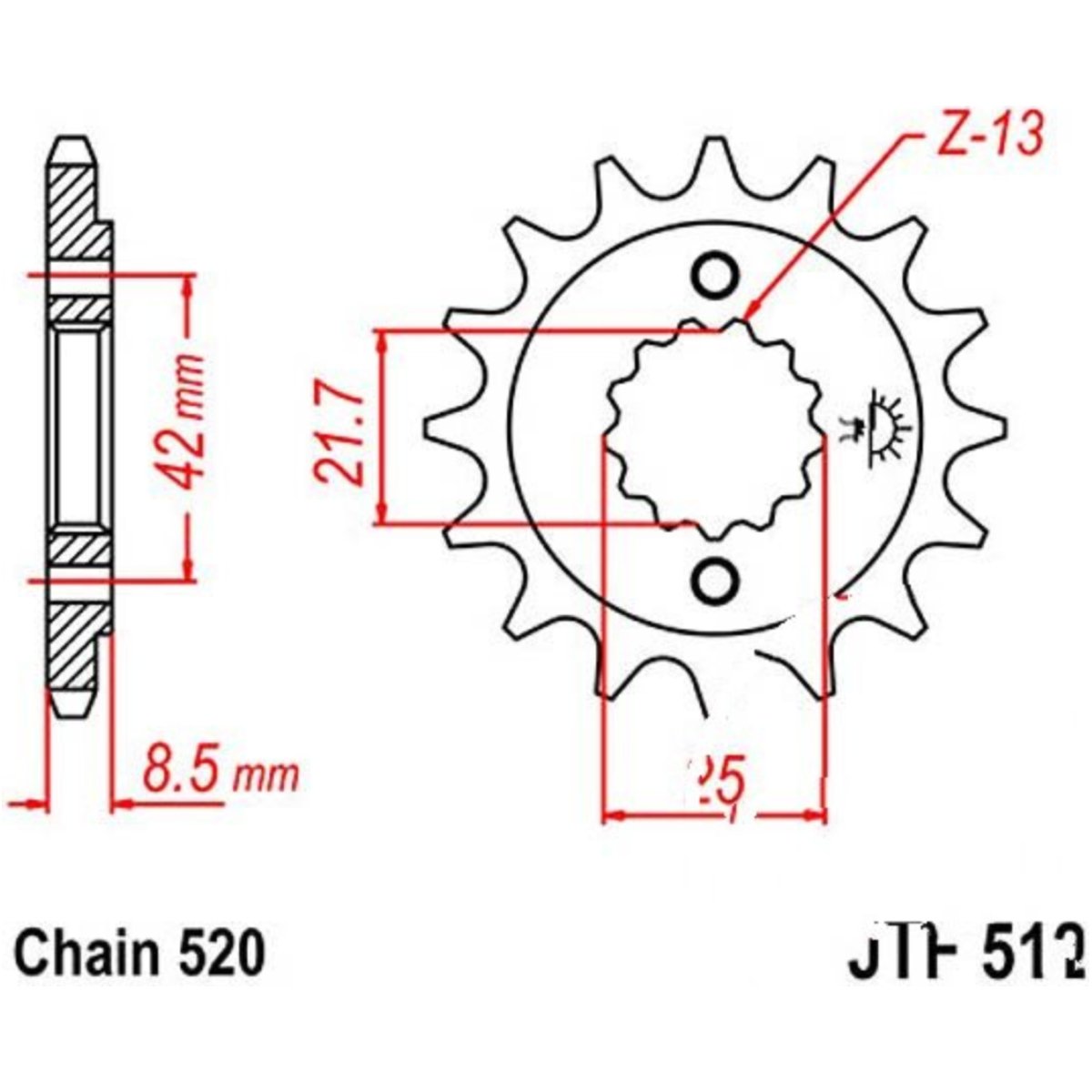 Jt jtf512.16 zahnrad ritzel 16z teilung 520 f51216 von JT