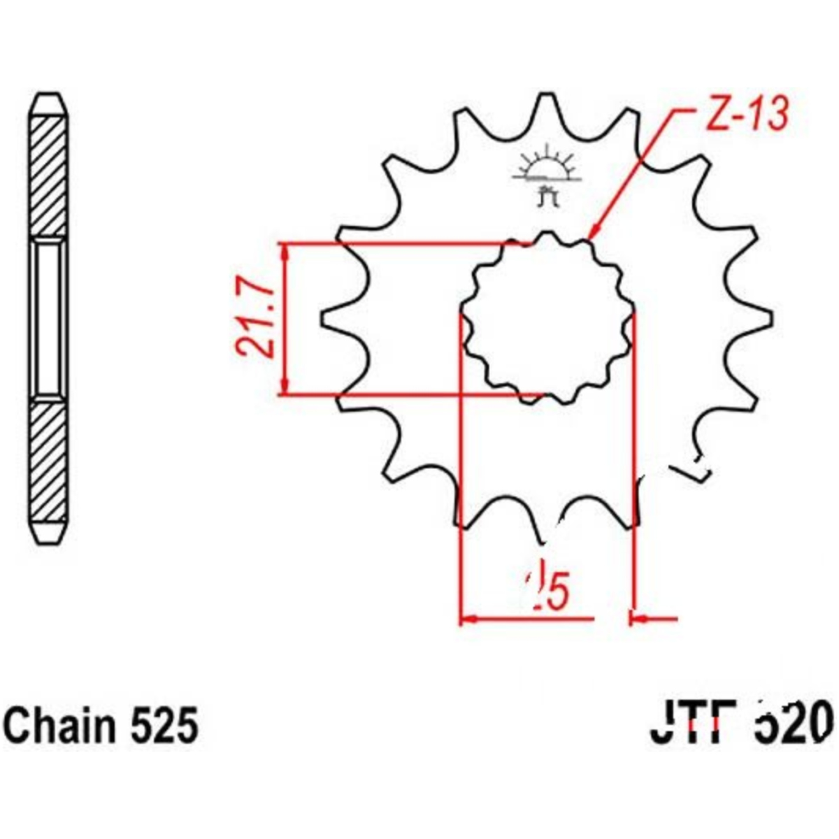 Jt jtf520.14 zahnrad ritzel 14z teilung 525 f52014 von JT