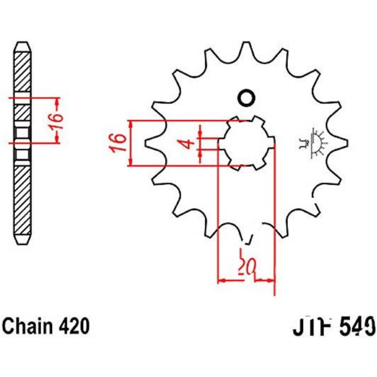 Jt jtf546.12 zahnrad ritzel 12z teilung 420 f54612 von JT