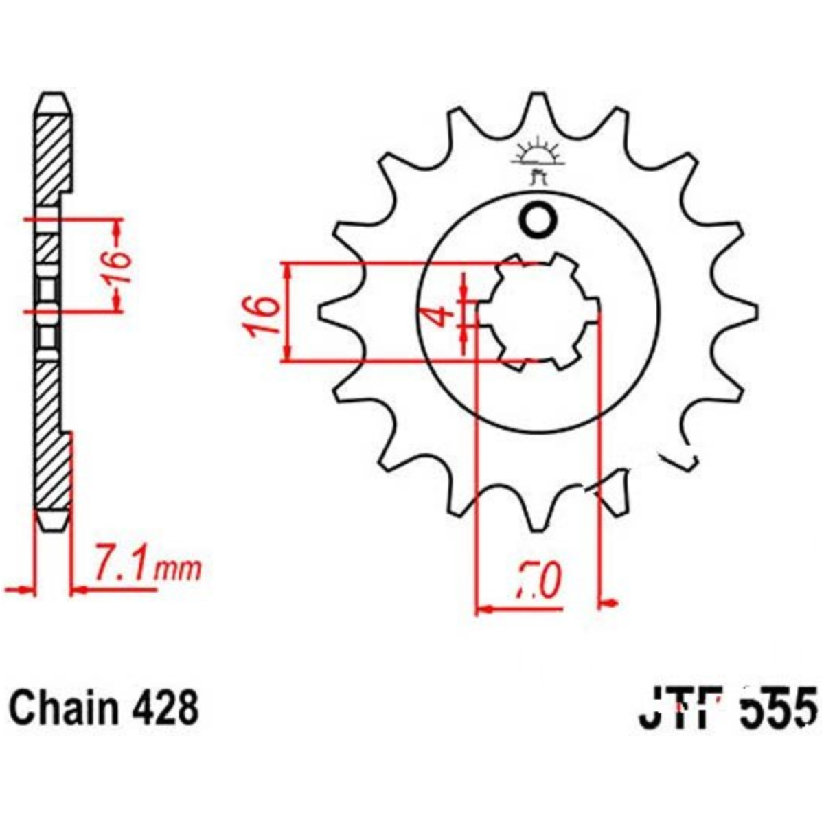 Jt jtf555.13 zahnrad ritzel 13z teilung 428 f55513 von JT