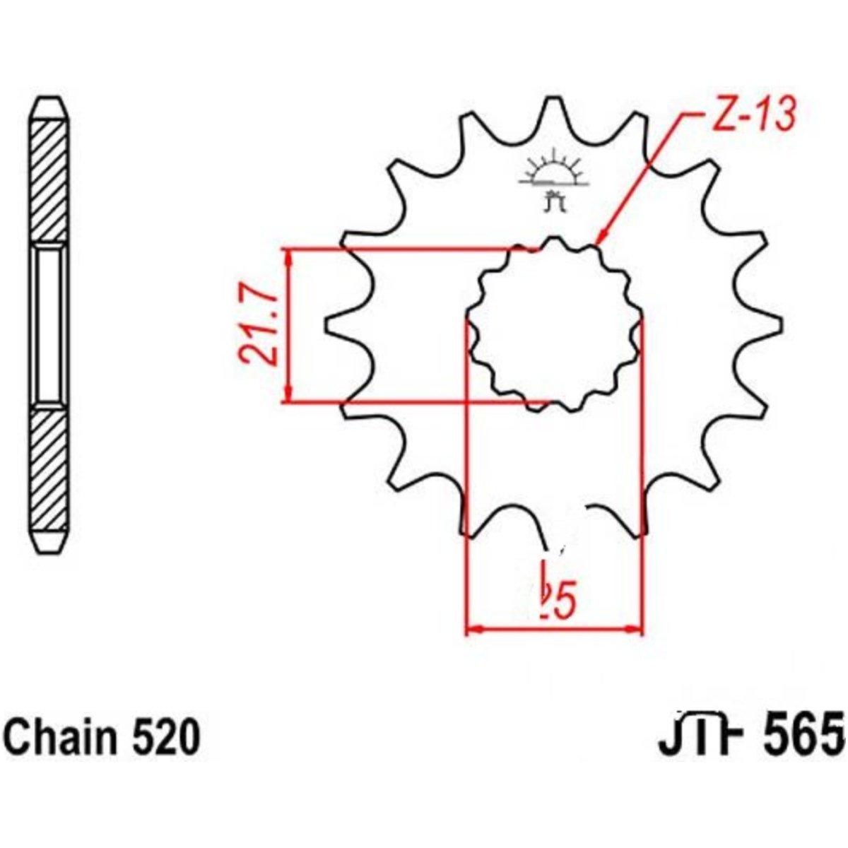 Jt jtf565.16 zahnrad ritzel 16z teilung 520 f56516 von JT