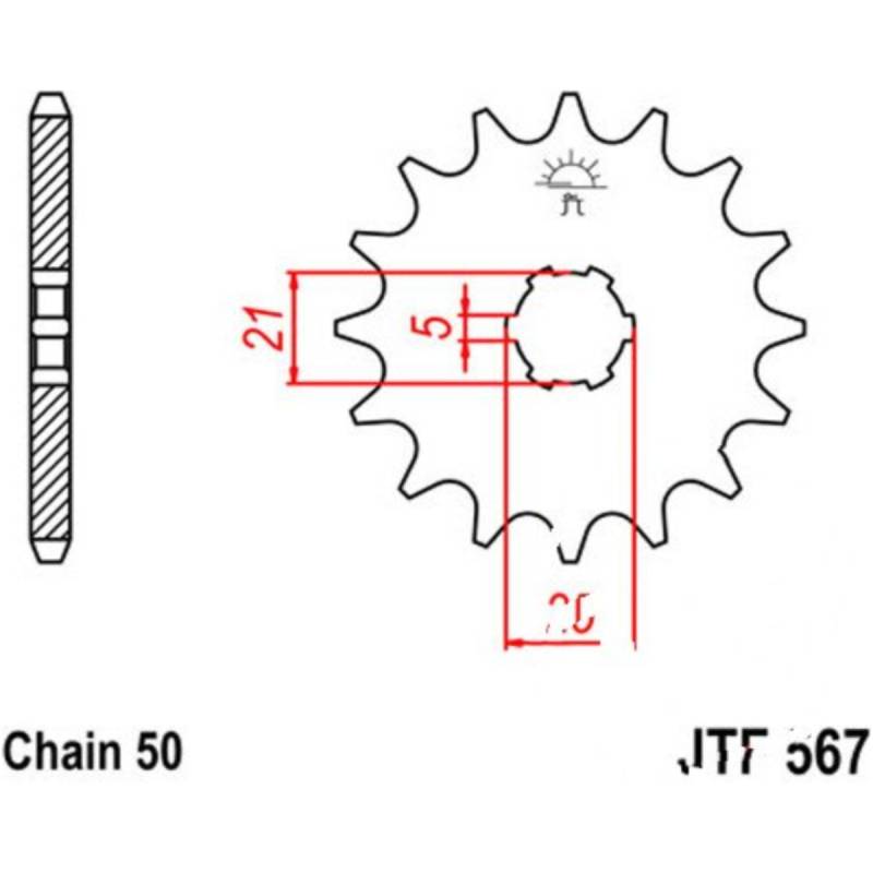 Jt jtf567.16 zahnrad ritzel 16z teilung 530 f56716 von JT