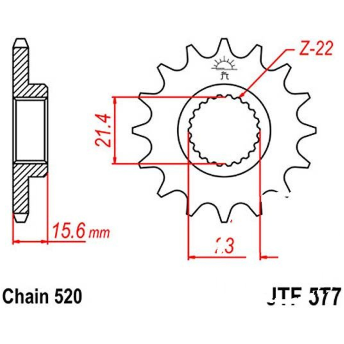 Jt jtf577.15 zahnrad ritzel 15z teilung 520 f57715 von JT