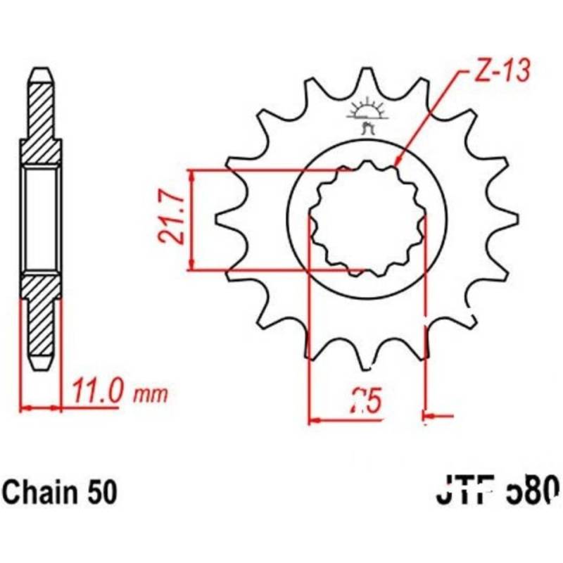 Jt jtf580.16 zahnrad ritzel 16z teilung 530 f58016 von JT