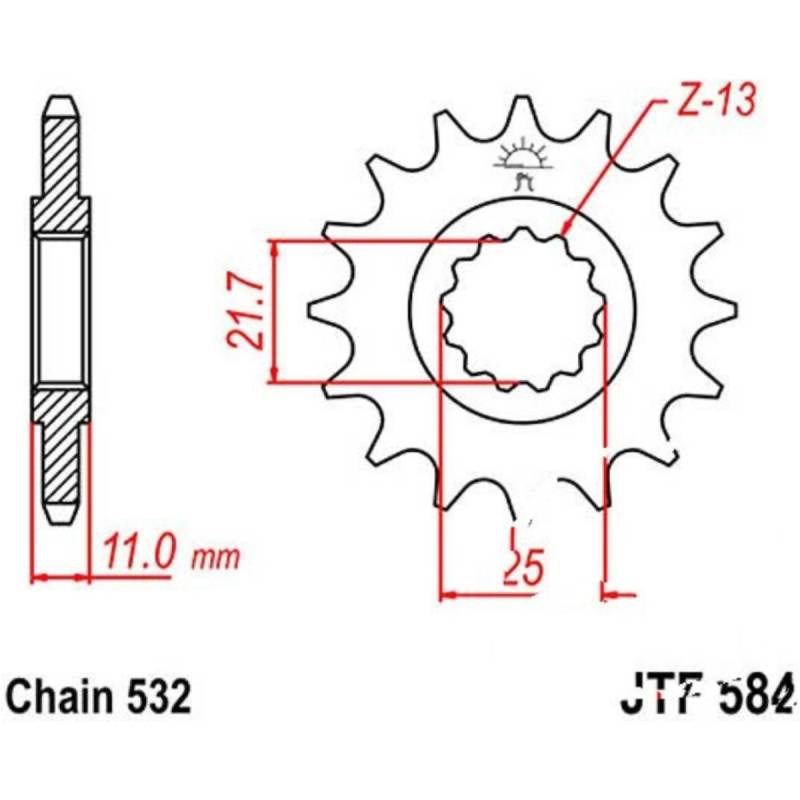 Jt jtf584.15 zahnrad ritzel 15z teilung 532 f58415 von JT