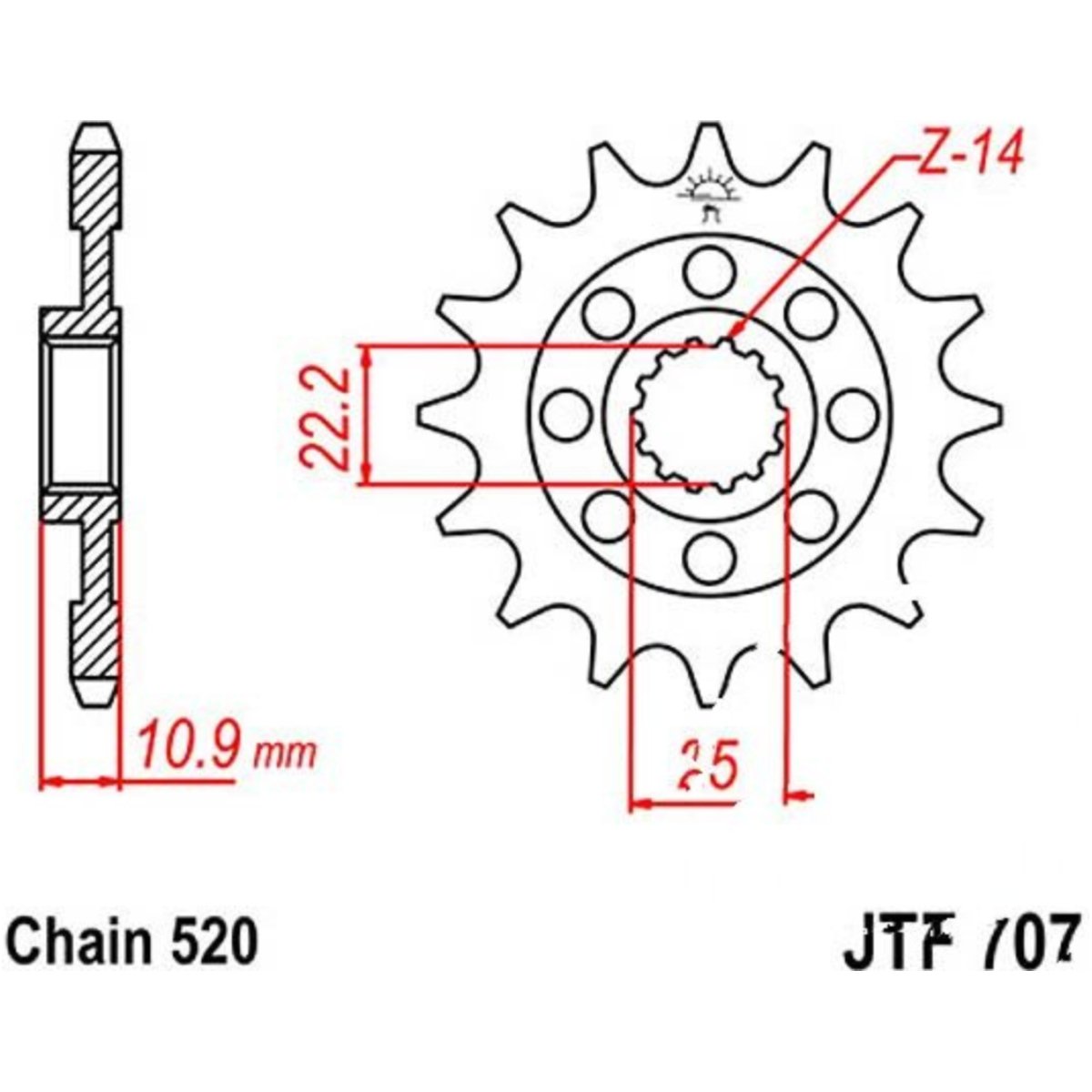 Jt jtf707.16 zahnrad racing-ritzel 16z teilung 520 f70716 von JT