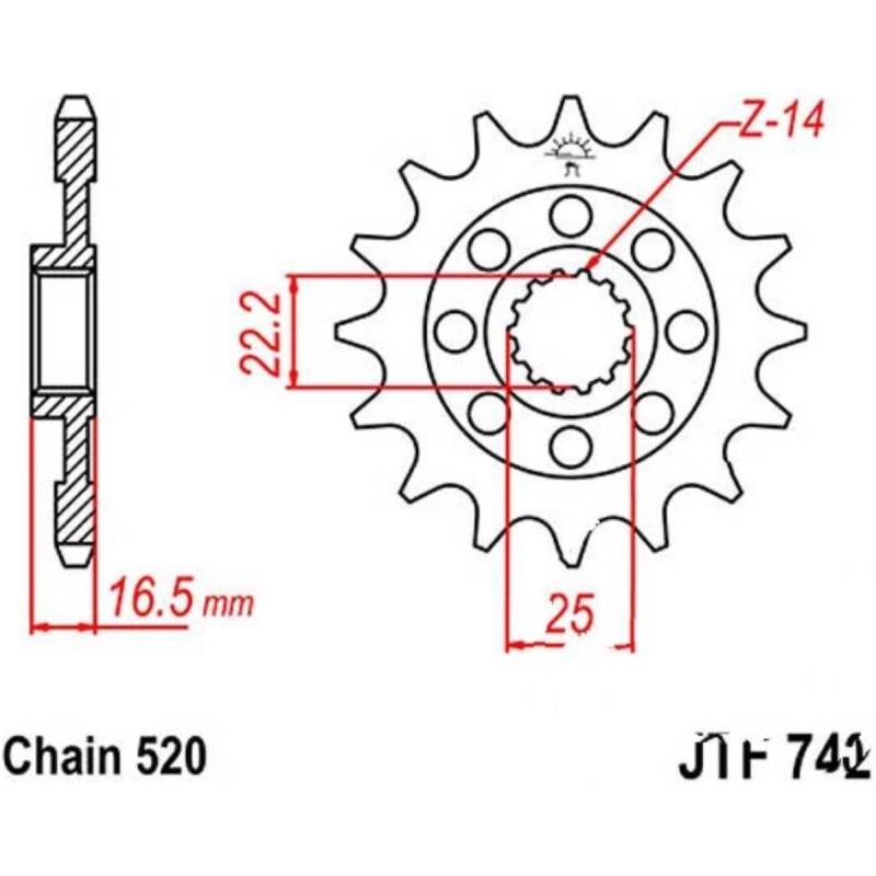 Jt jtf742.14 zahnrad racing-ritzel 14z teilung 520 f74214 von JT